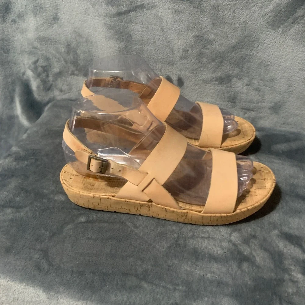 Korks Kork-Ease Pink Leather Cork Platform Wedge Sandals Q32206 CBTB16 Mens 6.5M